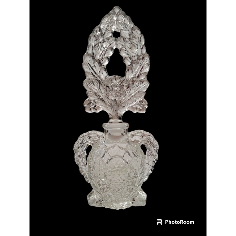 Vintage Glass Perfume Bottle with Large Stopper circa 1940s